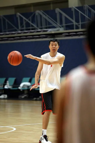 Wang Zhizhi Chinese National Mens Basketball Team Seen Training Session — Stock Photo, Image