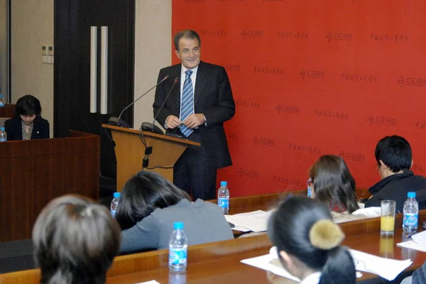 Romano Prodi Presidente Della Commissione Europea Primo Ministro Italiano Interviene — Foto Stock