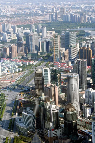 Vista Aérea Grupos Apartamentos Residenciales Edificios Oficinas Distrito Financiero Lujiazui —  Fotos de Stock