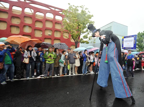 Avrupa Gün Içinde Geçit Töreni Sırasında Expo Alanında Şanghay Çin — Stok fotoğraf