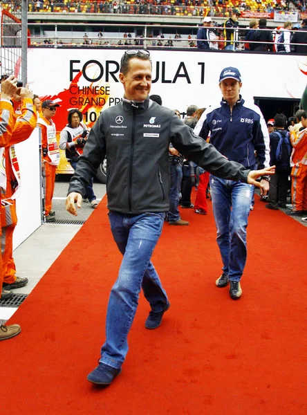 Řidič Německé Michael Schumacher Mercedes Přední Přijíždí Finále Formule Jedna — Stock fotografie