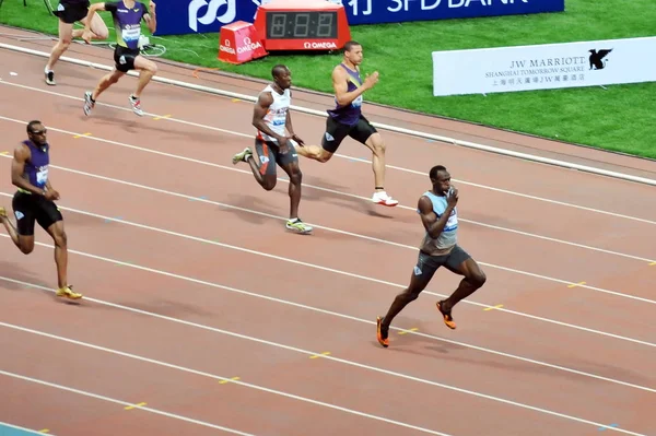 Usain Bolt Della Giamaica Destra Altri Velocisti Gareggiano Nell Evento — Foto Stock