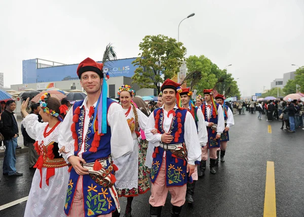 Umělci Evropy Provést Během Europe Day Parade Lokalitě Expo Šanghaji — Stock fotografie