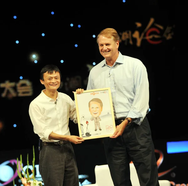 Jack Yun Sol Başkanı Alibaba Grubu John Donahoe Cumhurbaşkanı Ceo — Stok fotoğraf