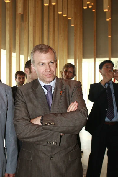 Belgische Minister President Yves Leterme Bezoekt Het Paviljoen Van Hongarije — Stockfoto