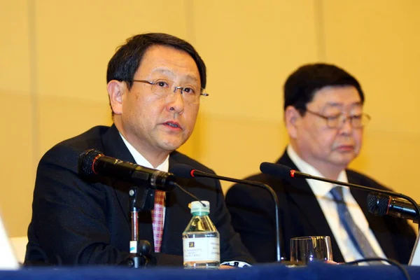Akio Toyoda Prezident Toyota Hovoří Tiskové Konferenci Pekingu Čína Pondělí — Stock fotografie