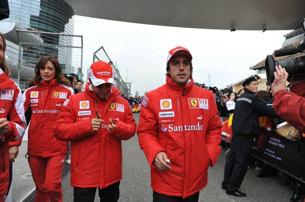 Piloto Brasileño Felipe Massa Piloto Español Fernando Alonso Del Equipo — Foto de Stock