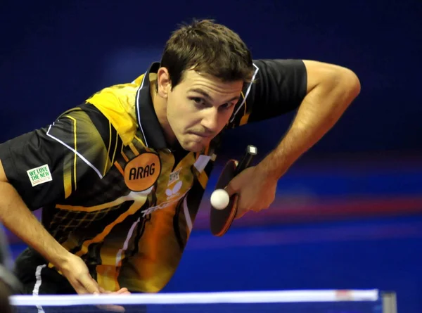 Timo Boll Alemania Compite Contra Caballero Darío Inglaterra Durante Primera — Foto de Stock