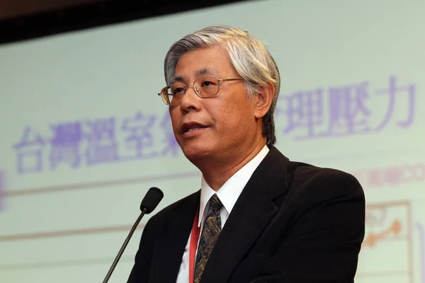 Piao Chiu Předseda Tchajwanské Asociace Pro Obchodování Emisemi Hovoří Během — Stock fotografie