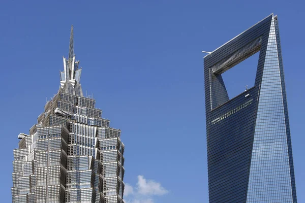 Vista Torre Jinmao Izquierda Centro Financiero Mundial Shanghai Distrito Financiero —  Fotos de Stock