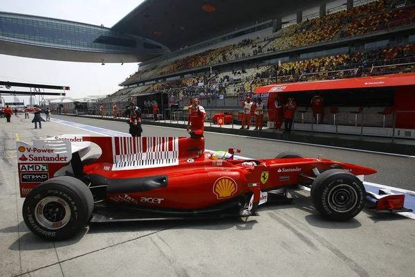 Brazilské Řidič Felipe Massa Ferrari Týmu Vidět Jeho Závodního Vozu — Stock fotografie