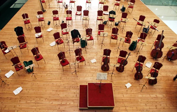 Montaż Orkiestry Jest Wyświetlany Wewnątrz Pawilonu Włochy Witrynie Expo Szanghaju — Zdjęcie stockowe