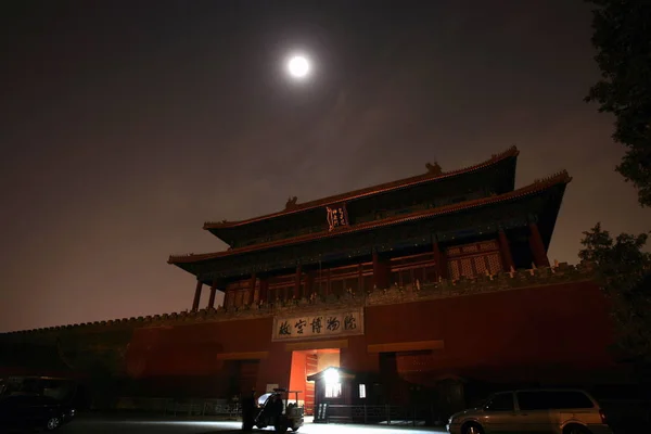 Les Lumières Cité Interdite Sont Éteintes Pendant Heure Terre Pékin — Photo