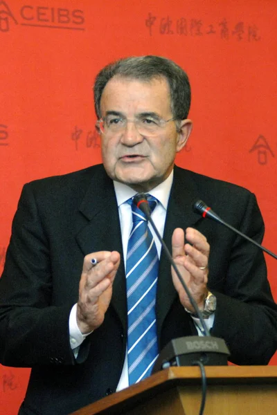 Romano Prodi Eski Avrupa Komisyonu Başkanı Eski Italyan Başbakanı Şanghay — Stok fotoğraf