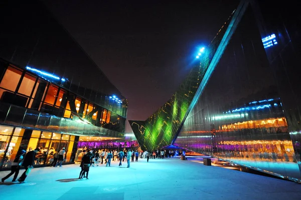 Noční Pohled Místo Expo Šanghaji Čína Květen 2010 — Stock fotografie