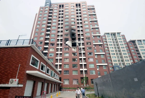 Edificio Residenziale Parzialmente Danneggiato Stato Visto Dopo Esplosione Changchun Provincia — Foto Stock