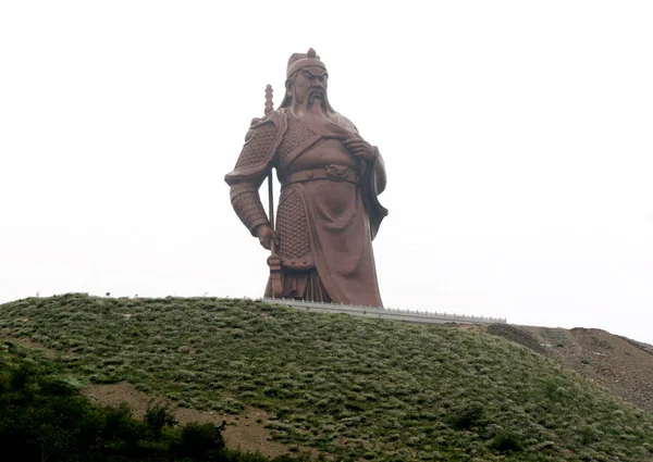 2009年8月1日 中国西北部山西省云昌市昌平村中头山上世界上最大的中国古代将军关羽雕像 — 图库照片