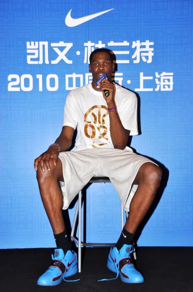 Nba Játékos Kevin Durant Oklahoma City Magáért Sajtótájékoztatón Sanghaj Kína — Stock Fotó