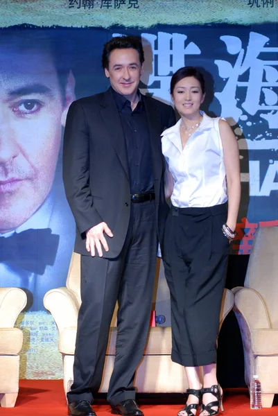 Actor Estadounidense John Cusack Actriz China Gong Son Vistos Una — Foto de Stock