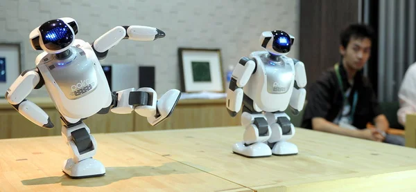 Mini Humanoidní Roboty Palro Provést Sumo Zápas Pavilonu Japonského Průmyslu — Stock fotografie