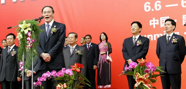Chinese Vice Premier Wang Qishan Front Spreekt Bij Openingsceremonie Van — Stockfoto
