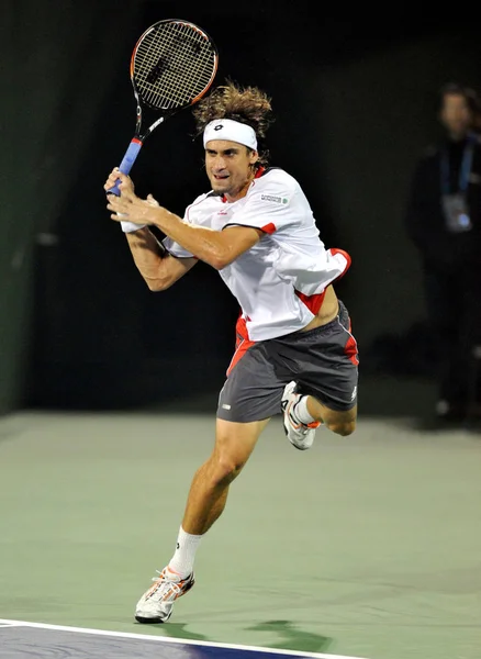 David Ferrer Van Spanje Geeft Als Resultaat Een Schot Tegen — Stockfoto