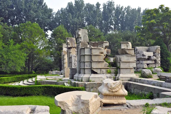 Pohled Rozvaliny Starého Letního Paláce Známý Také Jako Yuanmingyuan Pekingu — Stock fotografie