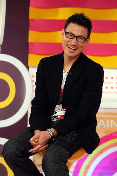 Jacky Cheung Cantante Hong Kong Posa Durante Programa Televisión Taipei — Foto de Stock