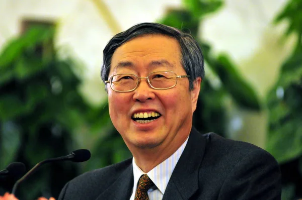 Zhou Xiaochuan Governor Peoples Bank China Pboc Smiles Press Conference — 스톡 사진