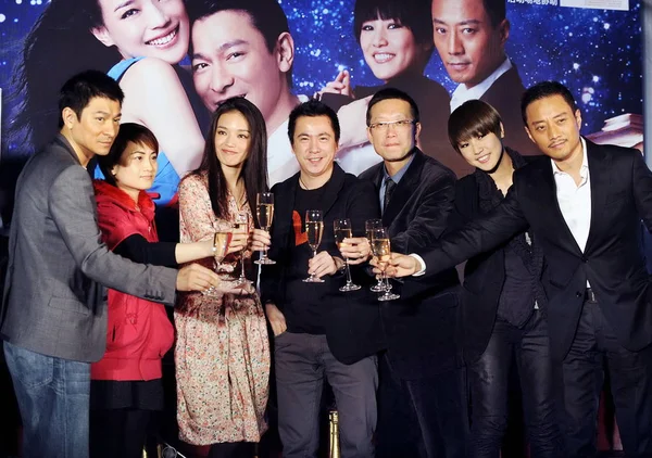 Sångaren Och Skådespelaren Andy Lau Vänster Taiwanesisk Skådespelerska Från Hong — Stockfoto