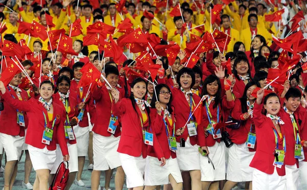 Die Chinesische Delegation Nimmt Der Eröffnungszeremonie Der Asiatischen Spiele Der — Stockfoto