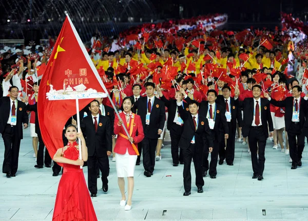 Den Kinesiska Delegationen Deltar Invigningen Det Asiatiska Spelen Guangzhou City — Stockfoto