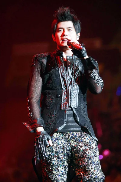 Ταϊβανικός Τραγουδιστής Τραγουδοποιός Και Ηθοποιός Jay Chou Εκτελεί Στη Συναυλία — Φωτογραφία Αρχείου