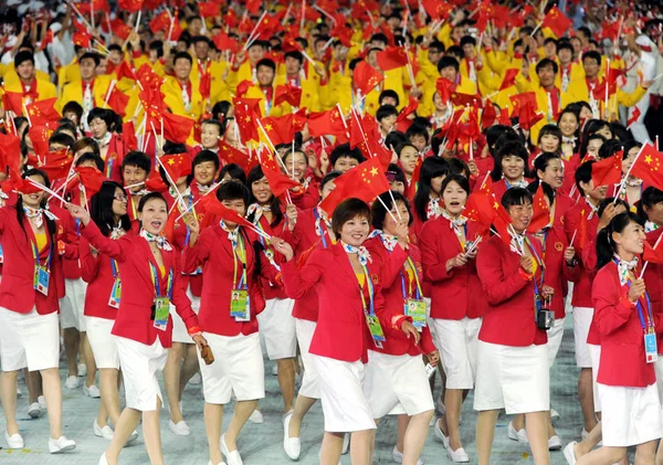 Delegação Chinesa Participa Cerimônia Abertura Dos Xvi Jogos Asiáticos Cidade — Fotografia de Stock