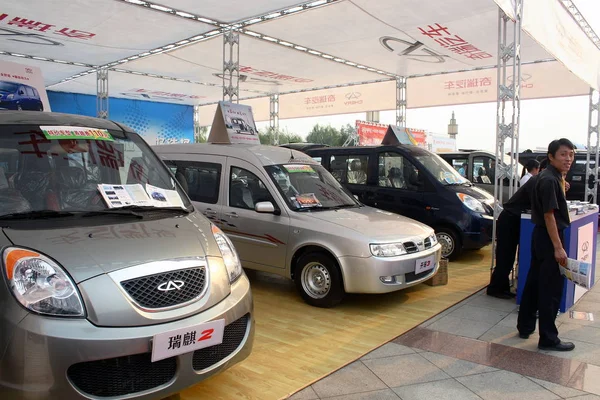 Auto Chery Sono Esposte Durante Salone Automobilistico Jinan Nella Provincia — Foto Stock