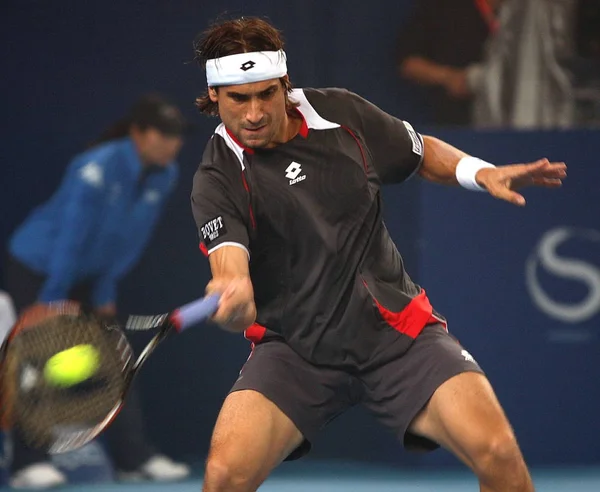 David Ferrer Espanha Devolve Uma Tacada Novak Djokovic Sérvia Final — Fotografia de Stock