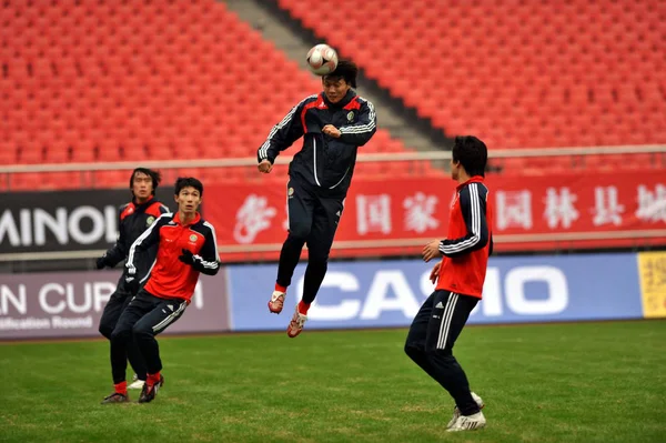 Voetbalspelers Van Het Voetbalteam Van Chinese Nationale Mens Oefenen Tijdens — Stockfoto