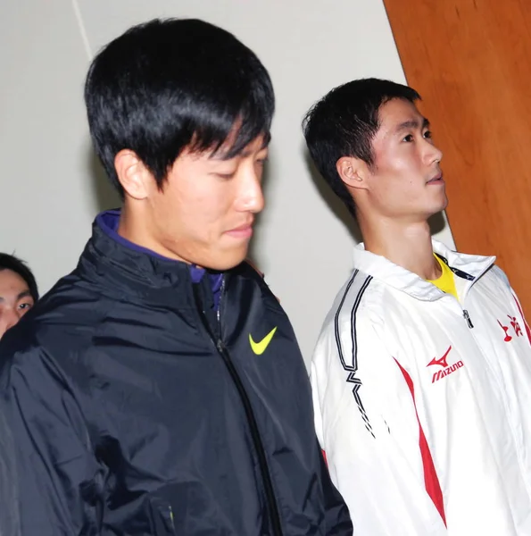 2010年10月12日 在中国上海举行的第十四届上海奥运会开幕式前 可以看到中国明星跨栏选手刘翔 — 图库照片