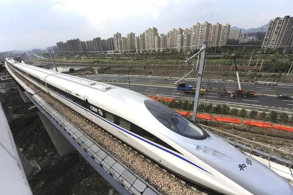 Crh China Railway High Speed 380A Pociąg Biegnie Shanghai Hangzhou — Zdjęcie stockowe
