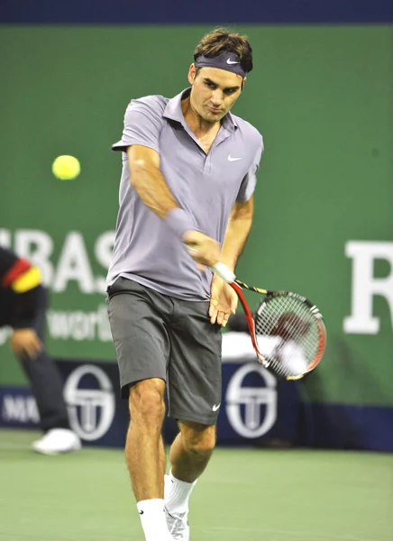 Roger Federer Suíça Retorna Tiro Contra Andy Murray Grã Bretanha — Fotografia de Stock