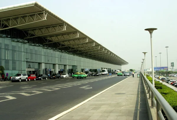 Вид Будівлю Терміналу Міжнародного Аеропорту Шуанлю Ченду Південно Західна Провінція — стокове фото