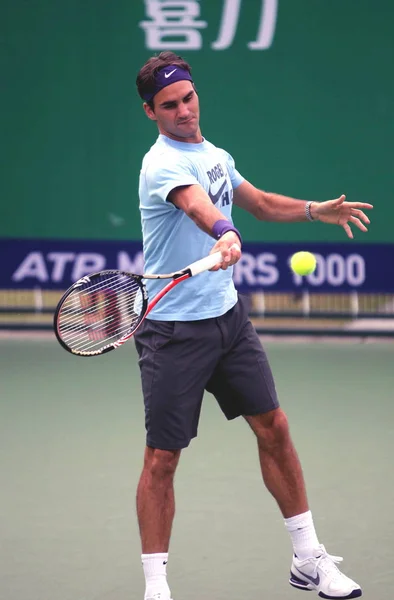 Swiss Tennis Player Roger Federer Practices Training Session 2010 Shanghai — Stock Photo, Image