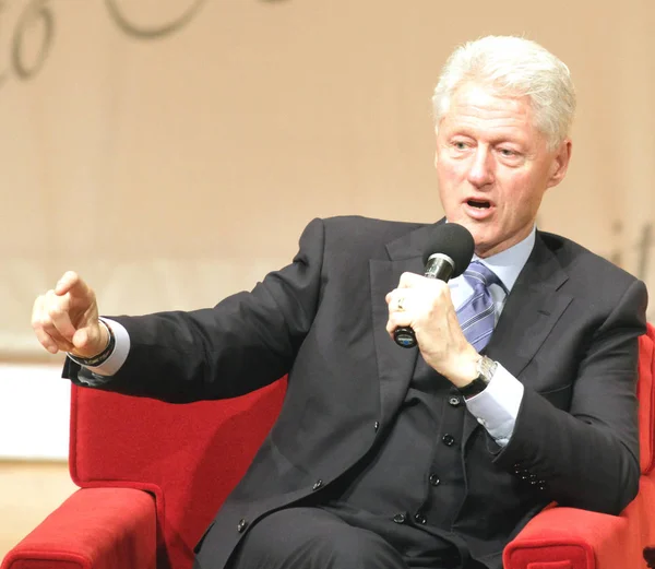 Bývalý Americký Prezident Bill Clinton Hovoří Finance Fóru Taipei International — Stock fotografie