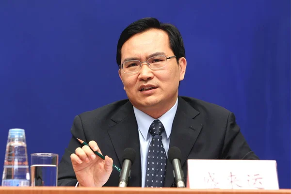 Sheng Laiyun Portavoce Del National Statistics Bureau Nbs Interviene Una — Foto Stock