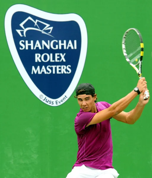 Tenista Español Rafael Nadal Practica Durante Una Sesión Entrenamiento Para —  Fotos de Stock