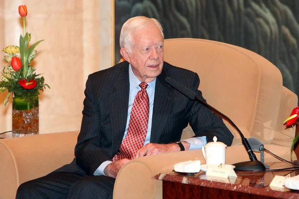 Presidente Estadounidense Jimmy Carter Escucha Zhengsheng Secretario Del Comité Municipal — Foto de Stock
