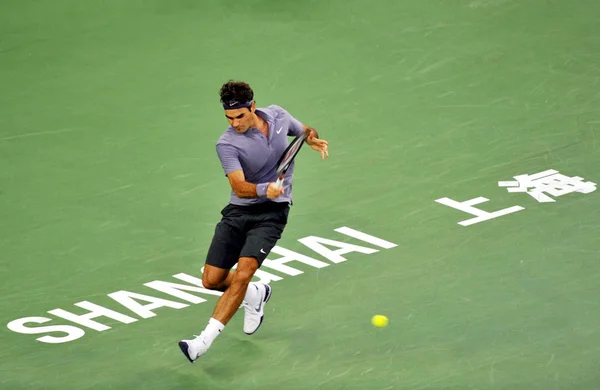 Roger Federer Suisse Retourne Tir Contre Andy Murray Grande Bretagne — Photo