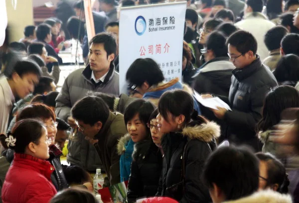 Chinesische Arbeitssuchende Drängen Sich Auf Einer Jobmesse Binzhou Der Ostchinesischen — Stockfoto