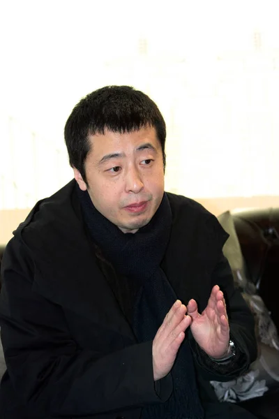 Chinees Filmregisseur Jia Zhangke Vormt Tijdens Een Persconferentie Voor Zijn — Stockfoto