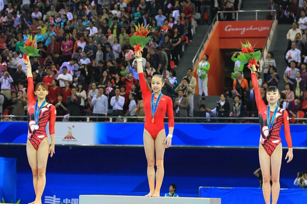 Esquerda Medalhista Prata Rie Tanaka Japão Medalhista Ouro Chinas Huang — Fotografia de Stock